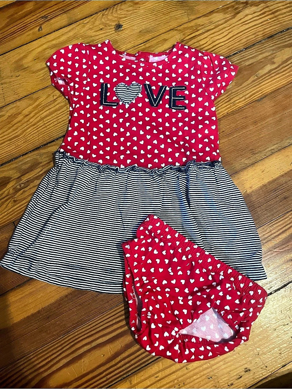 Child of mine Baby Heart Print Dress Set Baby 3-6M